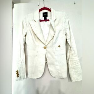 Smythe Cream Linen Blazer with Gold Buttons